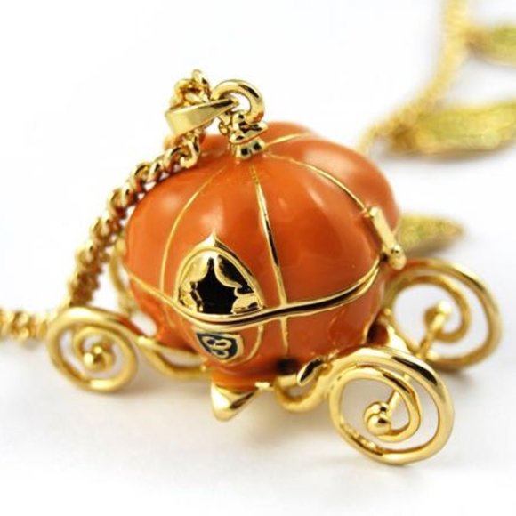 DISNEY COUTURE CINDERELLA PUMPKIN COACH CARRIAGE SWAROVSKI CRYSTAL NECKLACE~NEW! - Picture 3 of 7